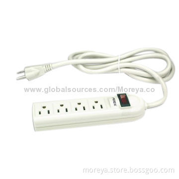 US Standard Power Strip with 4 Outlets, Extension Cord, Overload Protection